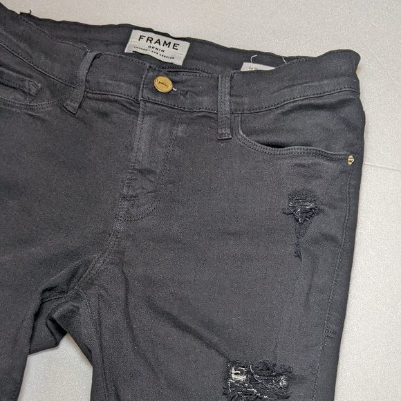 Frame Le Skinny de Jeanne Skinny Mid Rise Jeans Black - Picture 5 of 14